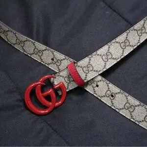 Gucci supreme belt with red buckle and red interior Gucci | Accessories | Gucci Supreme Belt With Red Buckle And  main image 2